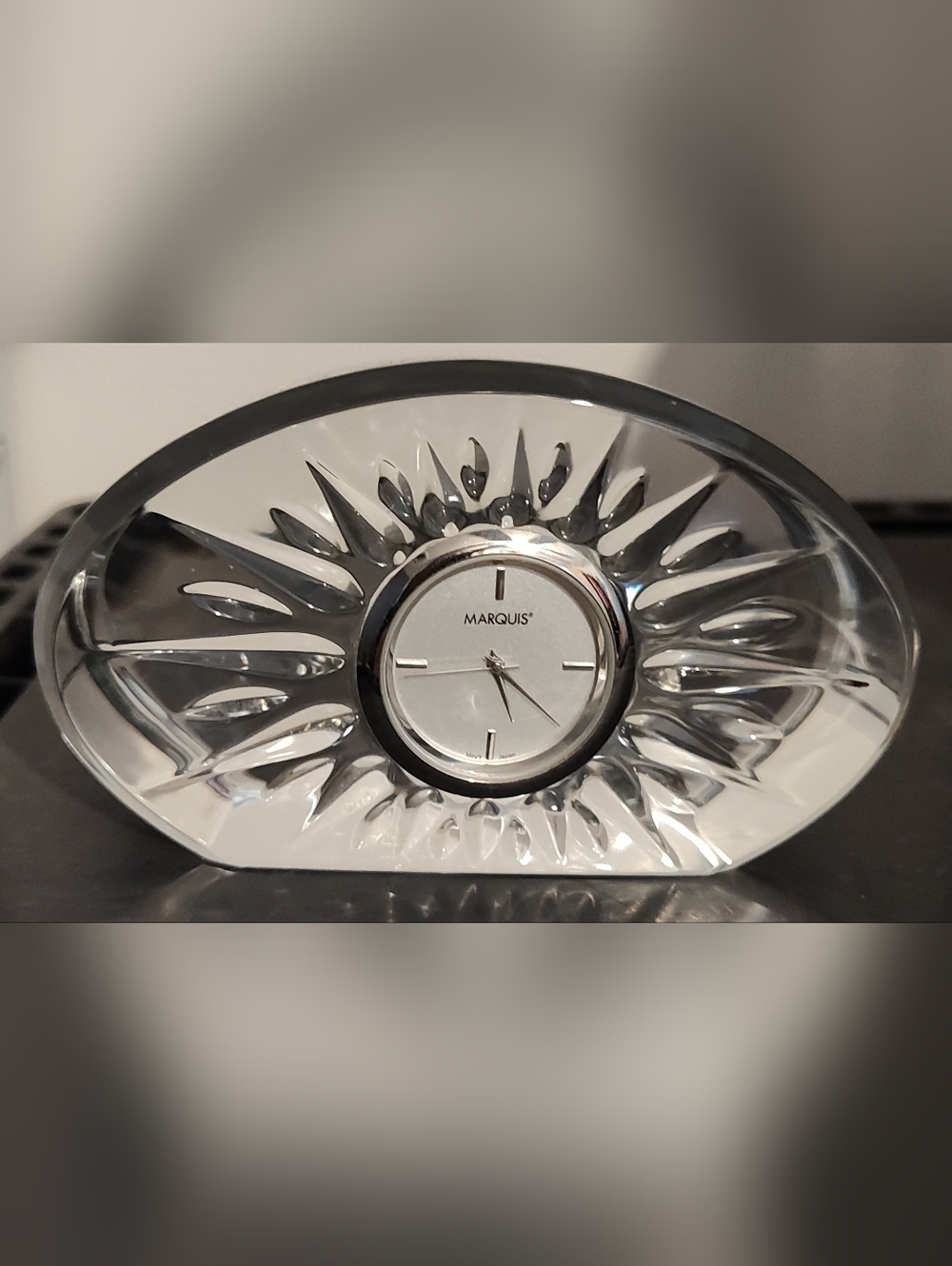 Marquis By Waterford QUARTZ Clear Crystal Desk Clock Works-needs Battery